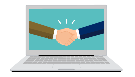 オンライン商談にて業務提携内容の打合せ