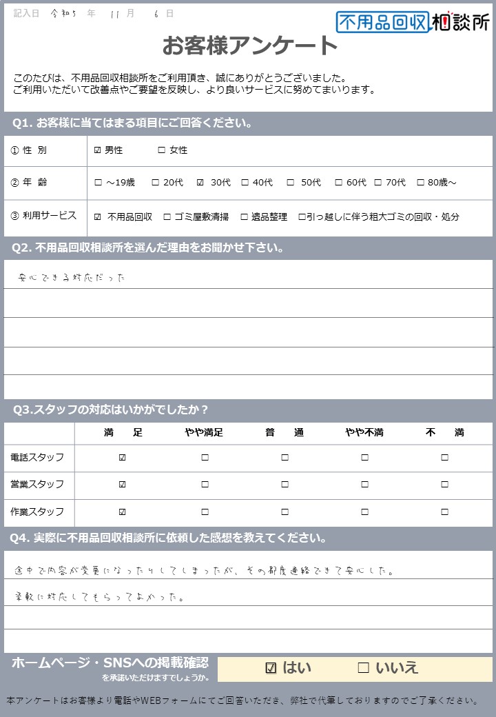 【京都市伏見区 O様】引っ越しに伴う2DKの不用品回収「柔軟に対応してもらってよかった。」